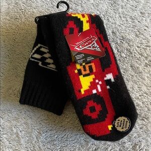 Cars Black Slipper Socks SZ 7 1/2-3 1/2